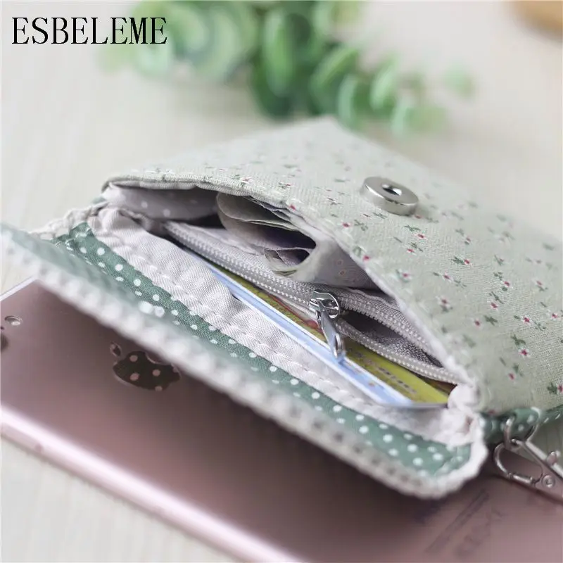 Fashion Women Flower Print Canvas Coin Purses for Girls Mini Bags Female Green Blue Pink Cloth Storage Bag HH006 | Багаж и сумки