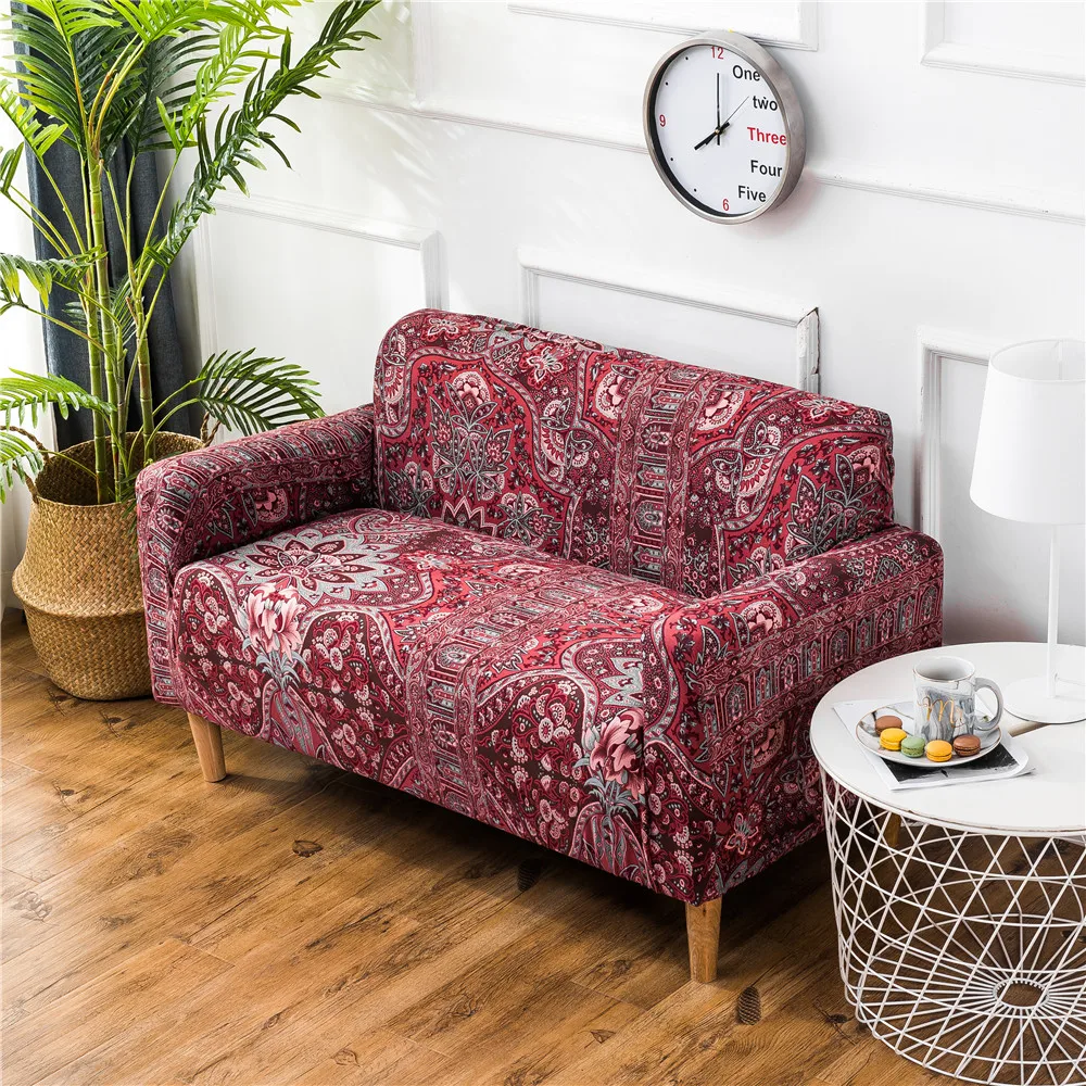 Эластичный чехол для дивана геометрический из спандекса в богемном стиле с