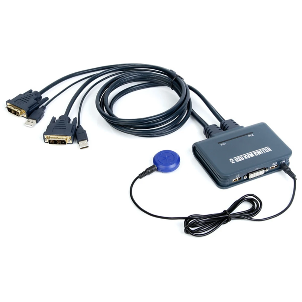 KVM-переключатель USB DVI 2X1, переключатель DVI KVM-переключатель 2X1 с настольным контроллером (управление 2 ПК через 1 пару USB-мыши и клавиатуры) от AliExpress RU&CIS NEW