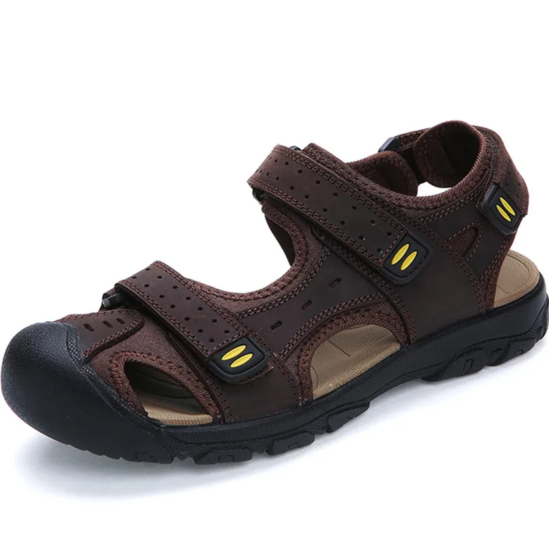 Big Size 39-47 New Fashion Men's Sandals Designer Leather Zapato Men Cowhide Slippers Outdoor Causal Beach Summer Shoes | Обувь