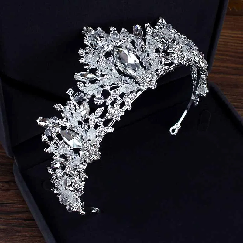 bridal crown Роскошные Свадебные короны в стиле барокко с кристаллами и бусинами, ручная работа, жемчужная тиара, ободки, стразы, диадема, королевские свадебные аксессуары для волос - Окраска металла: bridal crown