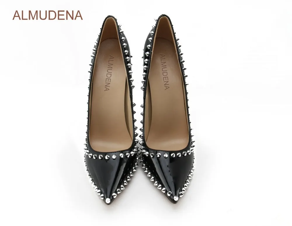 ALMUDENA/потрясающие брендовые новые туфли-лодочки с заклепками туфли на шпильках