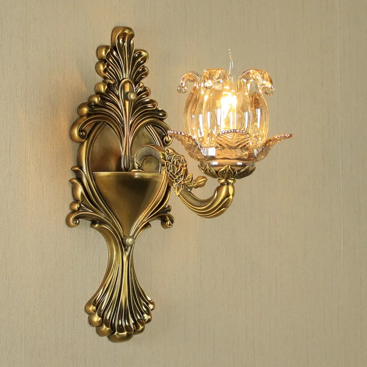 Медная Ретро настенная лампа для гостиной спальни креативная свеча хрустальная