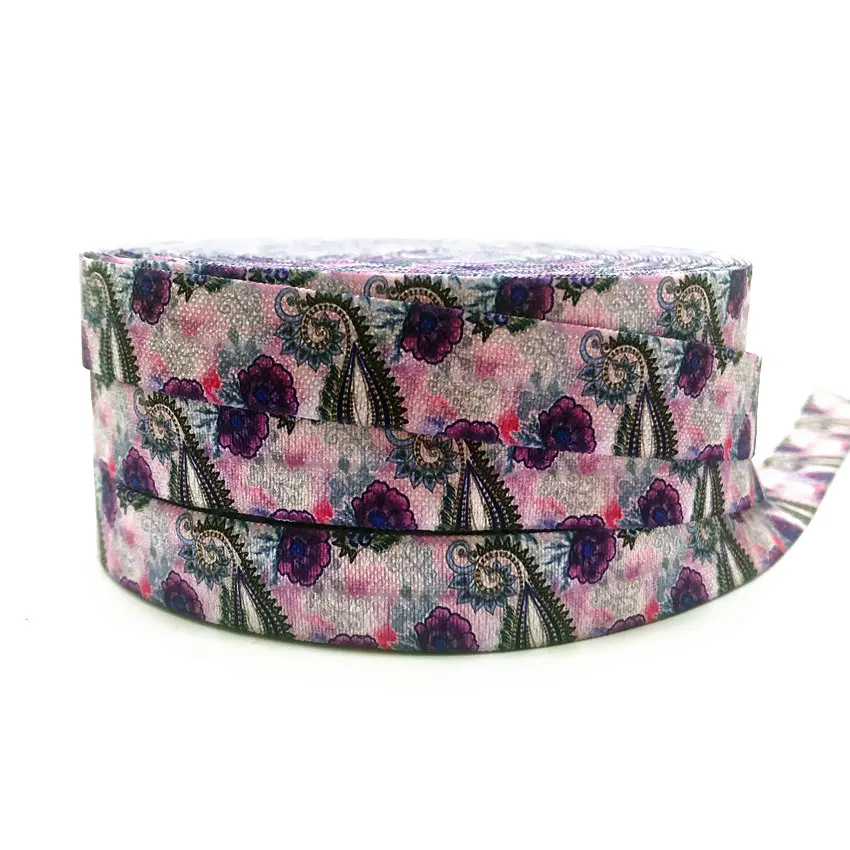 

5 Yards 16mm Paisley Printed fold over elastic bands DIY Crafts Hair Accessories wedding Party decoration
