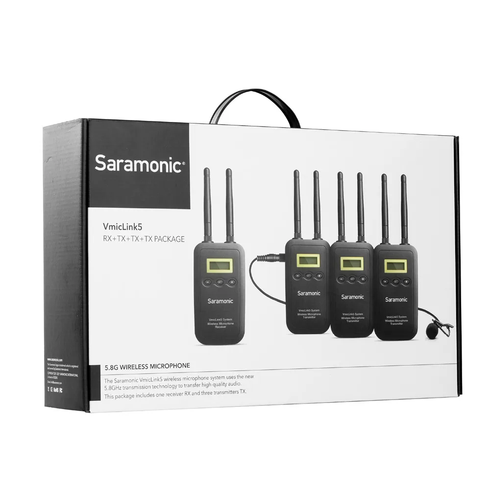 Беспроводной петличный микрофон Saramonic 5 8 ГГц VmicLink5 3 передатчика и 1 приемник для