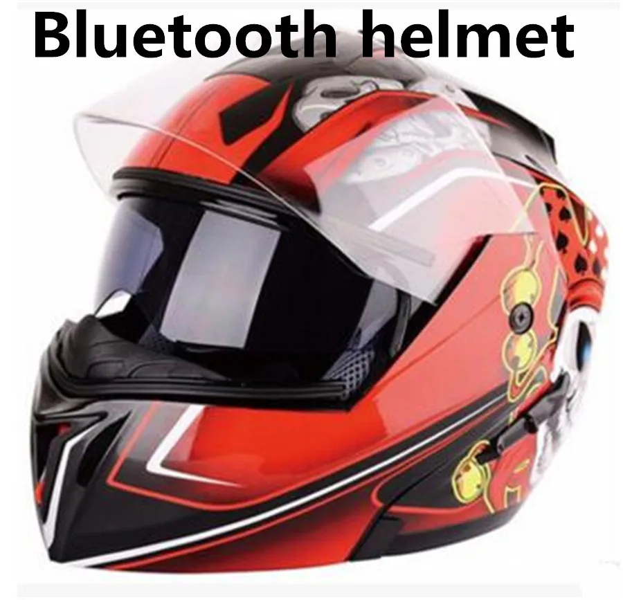 bluetooth helmet Черный цвет полный дуплекс встроенный BT гарнитура полное лицо Casco Bluetooth мотоциклетный шлем Флип up Capacetes - Цвет: bluetooth helmet