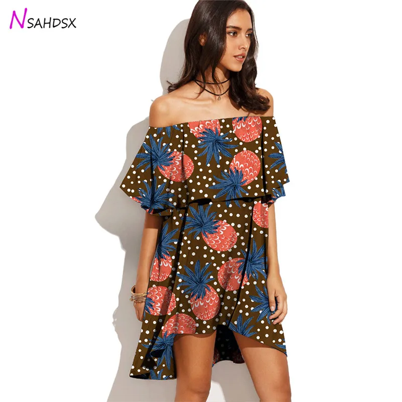 2019 распродажа Vestido Collared фруктовый принт мини платье комбинации искусственных