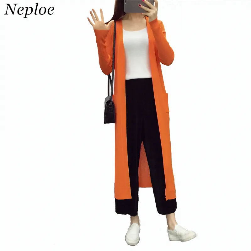 Neploe 2020 Spring Summer Women Knit Cardigan Long Ice Silk Thin Sweater Coat Outwear Sunscreen Wild Slim Tops 65473 |