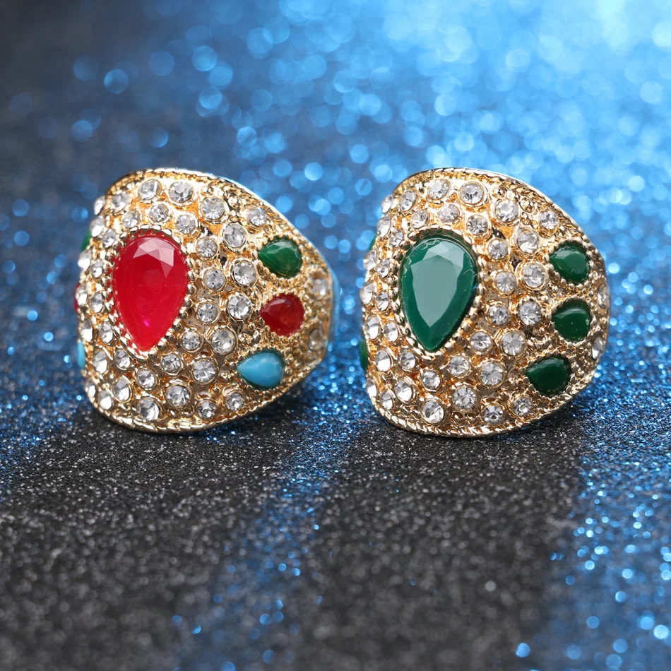 Индийские большие кольца для женщин винтажные аксессуары цветные полимерные