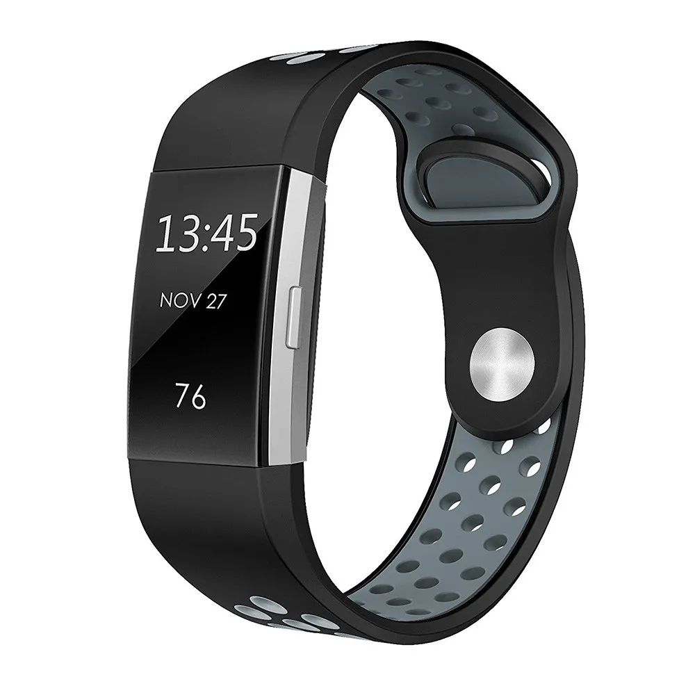 Новый Сменный двойной цветной спортивный силиконовый для браслета FitBit Charge 2