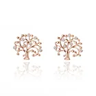 Женские винтажные серьги-гвоздики, с деревом жизни и кристаллами, стразы цвета розового золота, Подарочные ювелирные изделия, новинка 2019