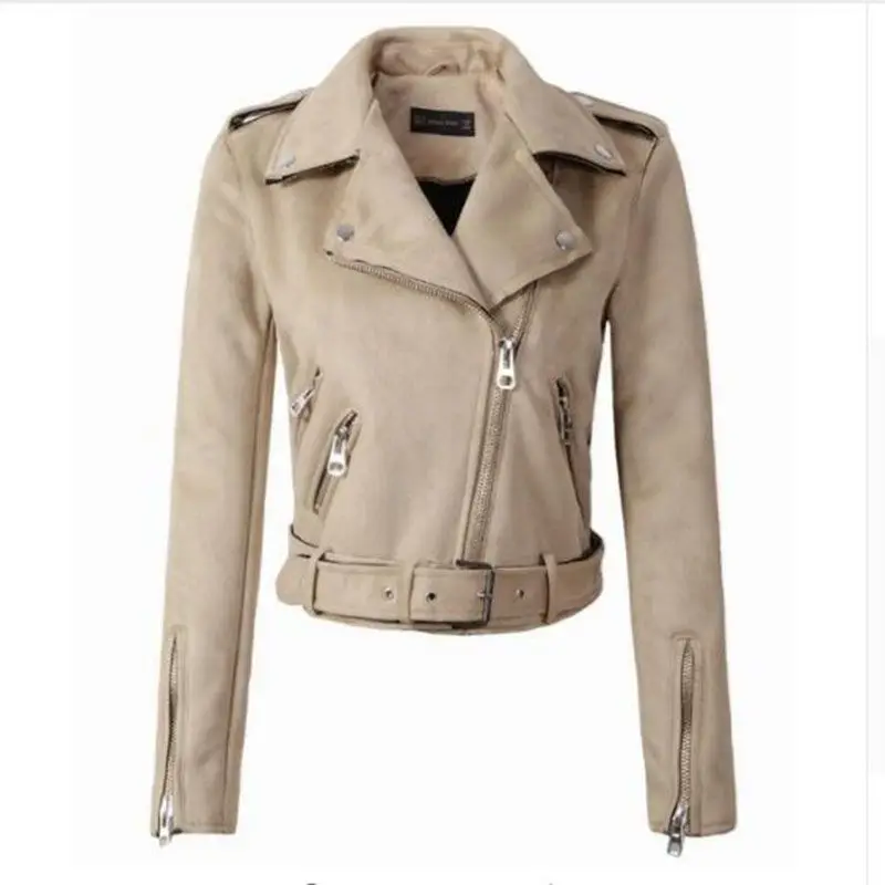 

2019 New Autumn Witner Women Motorcycle Faux PU Leather Red Pink Jackets Lady Biker Outerwear Coat with Belt Hot Sale 6 Color