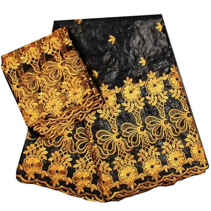 

african bazin fabrics 2018 High quality abric embrodery beads nigerian tiuss 7yards HL02