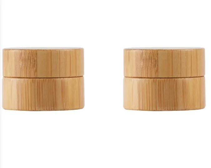 

100pcs 10g Natural Bamboo Cream Jar Lid Bamboo Cosmetic Packaging With Plastic PP Inner Empty Container