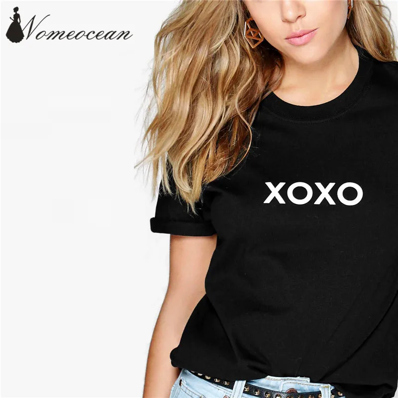 Забавный письмо геометрический узор печати черная футболка одноцветное