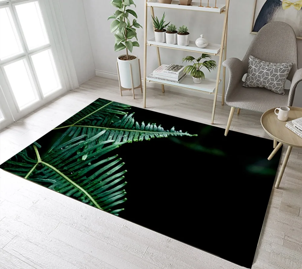 INS стиль зеленый лист ладони Прохладный гостиной области коврики детская комната