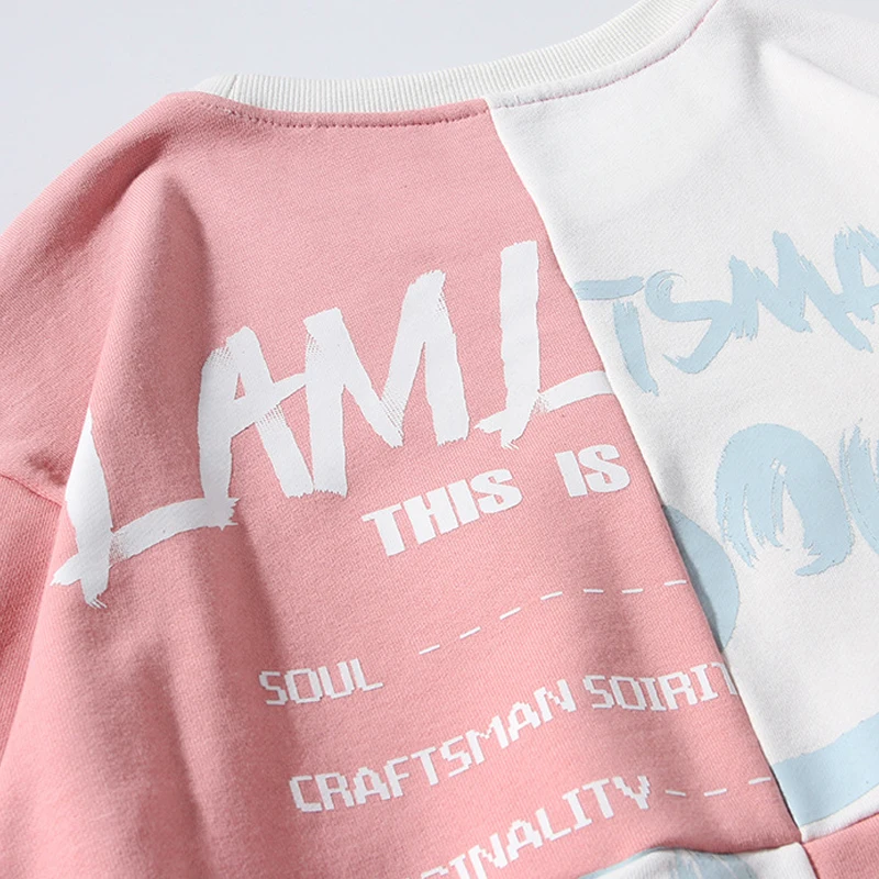 

Streetwear Patchwork Pullover Men Hip Hop Sweatshirts Cotton O-neck 2019 Mens Autumn Harajuku Color Block Hoodies Casual HZ087