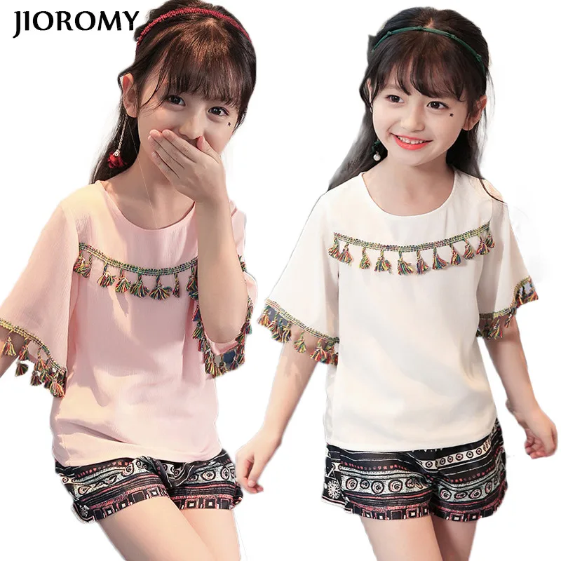JIOROMY/комплекты одежды для больших детей Новинка лета 2019 хлопковые шифоновые