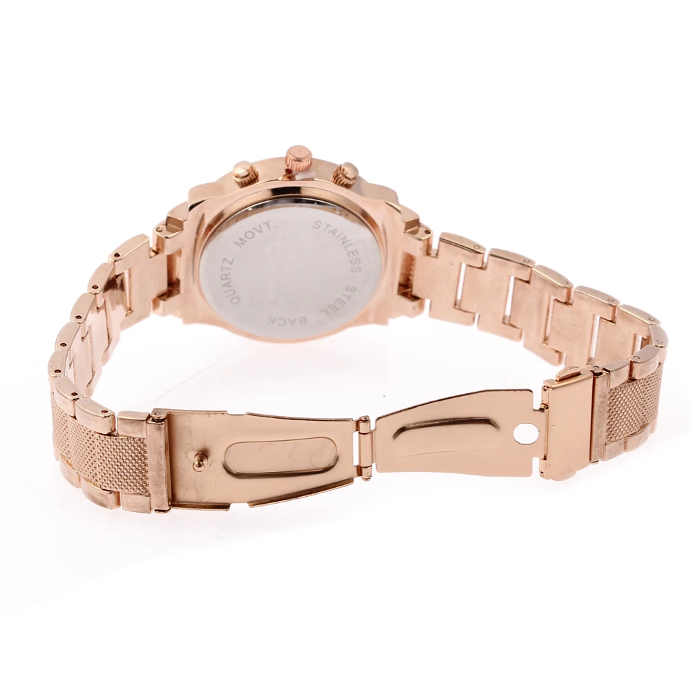 

2016 New Fashion Women's Watches Analog Quartz Wrist Watch Stainless Steel Band Roman Numbers Round Rose Gold