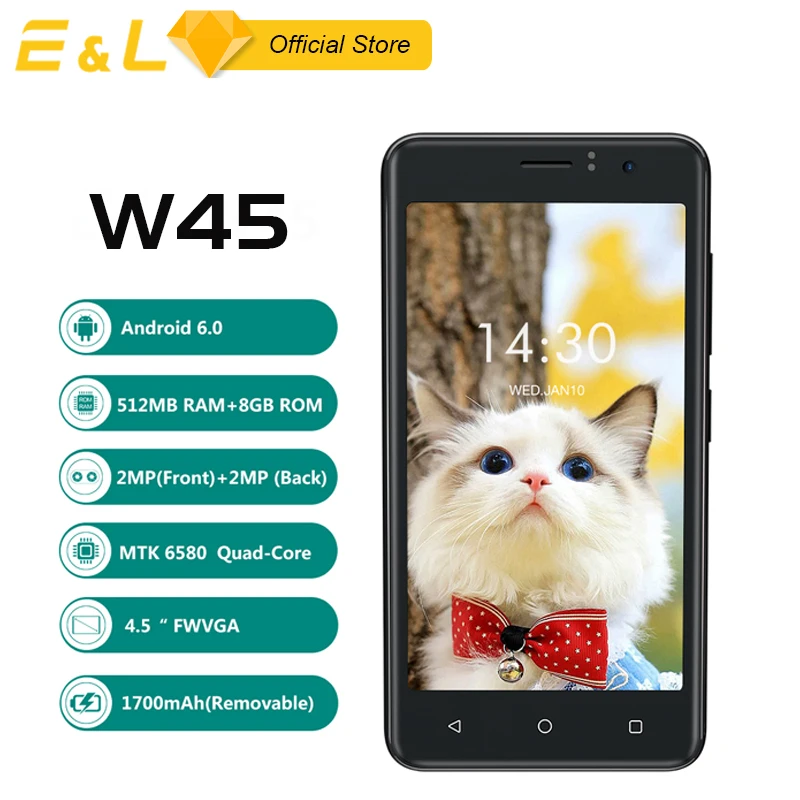 EL W45 4 5 дюйма Android 6 0 3g дешевые WCDMA открыл мобильный телефон 8 GB Встроенная память