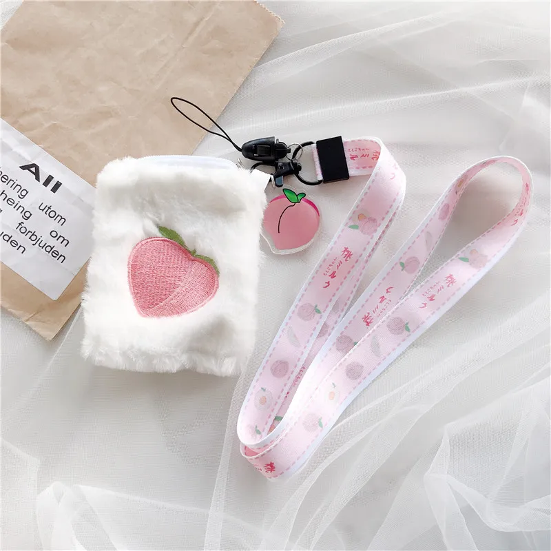 Хаки Cute Cartoon Earphone Cover For AirPods Protective Cases with Neck Strap Lanyard for Apple Airpods 2 Coin Purse Earphone Storage - Цвет: Хаки