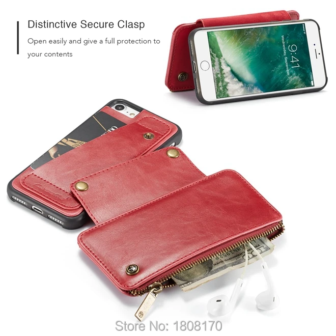 CaseMe многофункциональный кожаный чехол кошелек для Iphone X 8 7 6 6S Plus Samsung Galaxy S9 NOTE9 съемный накладка 1