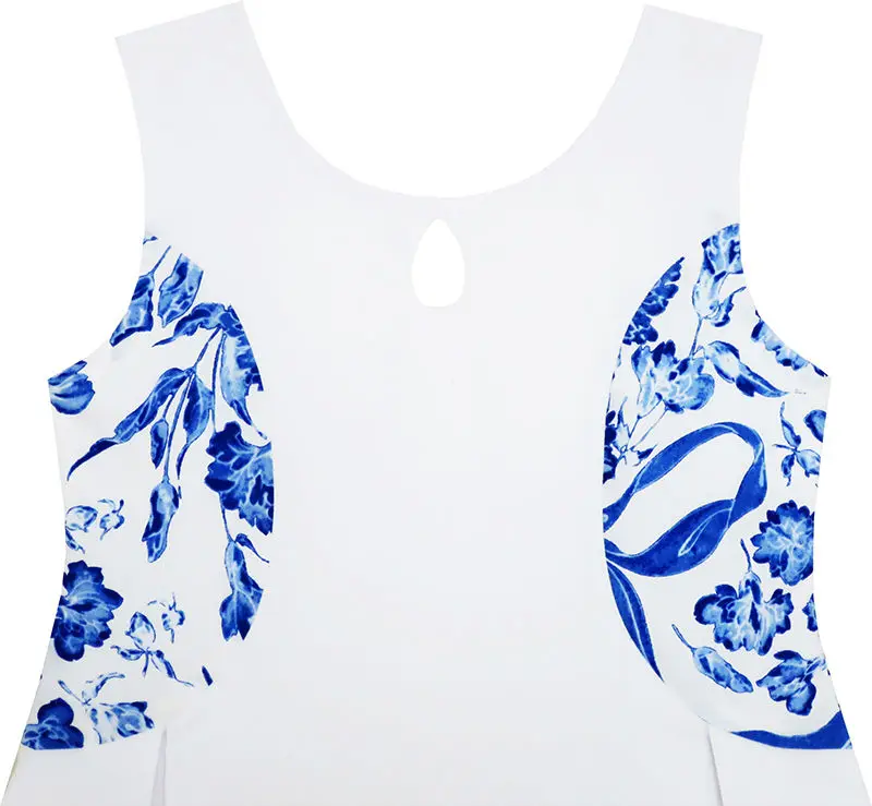Sunny Fashion платья для девочек Цветок Девушка Платье Синий Белый Фарфор Цветочный