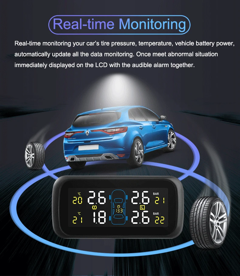 TPMS автомобильная система сигнализации давления в шинах 4 внешний/внутренний датчик сигнализации для hyundai/honda/toyota/nissan/vw автомобиля