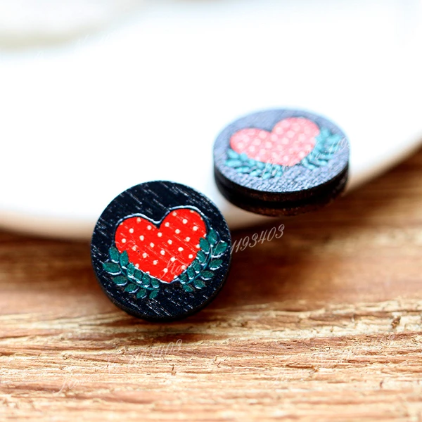 Уникальный 3D рельефный 16 мм круглый цветной рисунок с сердцем лазерная резка