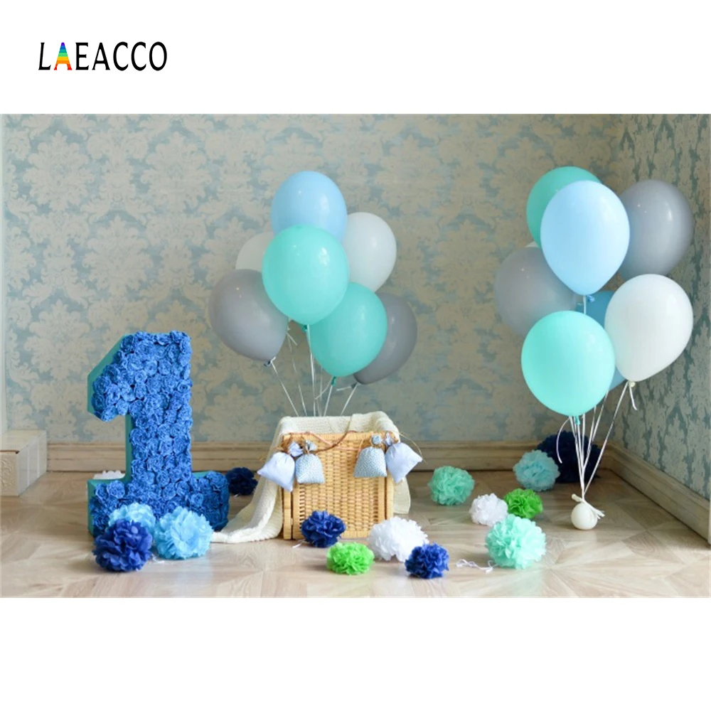 

Laeacco Damask Wall Balloons 1st Birthday Party Baby Photography Backgrounds Customized Photographic Backdrops For Photo Studio