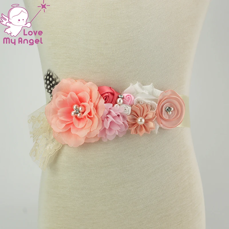 1 шт. винтажный коралловый персиковый свадебный пояс с цветами для девушки