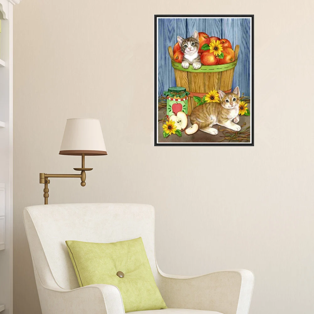 5d diy алмазная живопись кот и фрукты картины мозаичная стразы животные|diamond painting