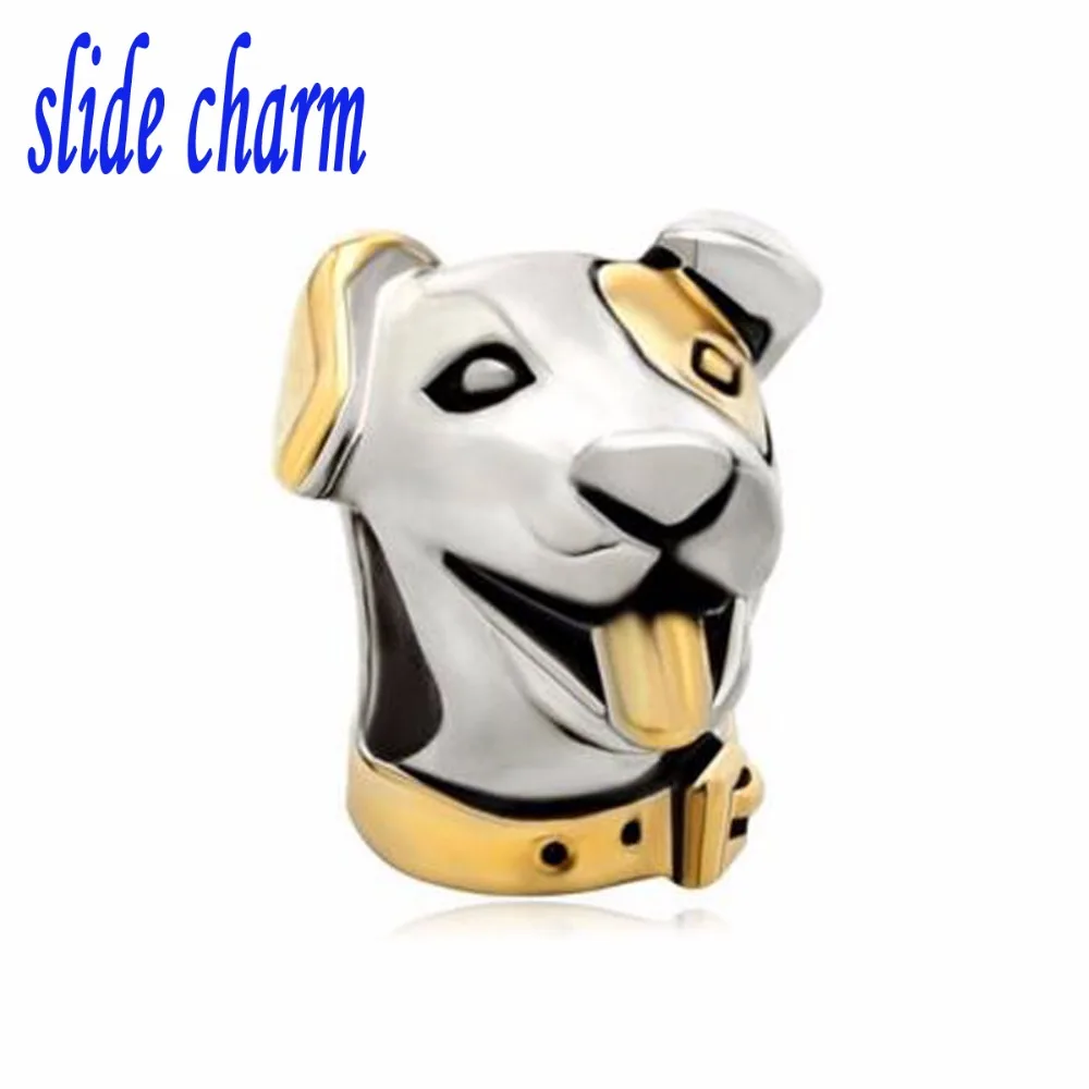 Горка Шарм Бесплатная доставка Золото и собака ожерелье бусины подходят Pandora