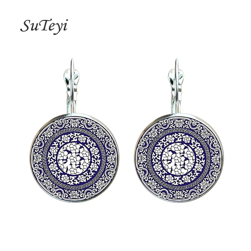 SUTEYI DIY Мандала серьги для женщин стекло хна купол с художественной фотографией