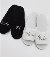 personalize wedding novia novio bride groom spa slippers matron of honor night bachelorette party favors company gifts
