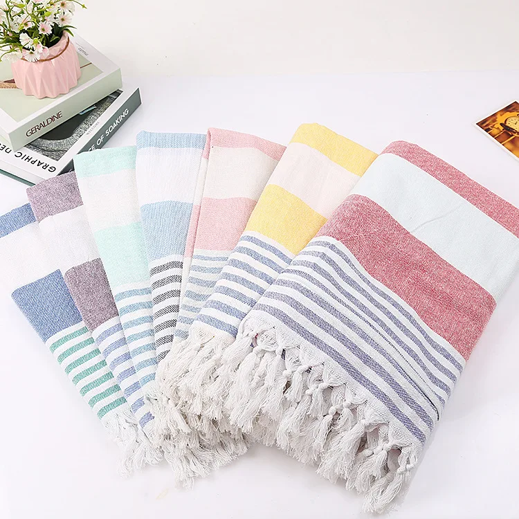 

2018 New 100% Cotton Towels 100*180cm Striped Turkish Tassel Bath Towels For Adults Big Beach Towel Yarn Bath Towels