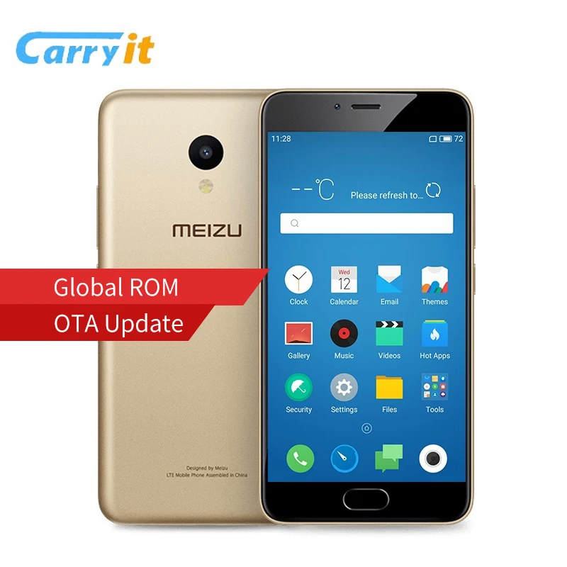 Оригинал Meizu M5 мобильного телефона глобального Встроенная память оты 3 ГБ 32 MT6750 Octa