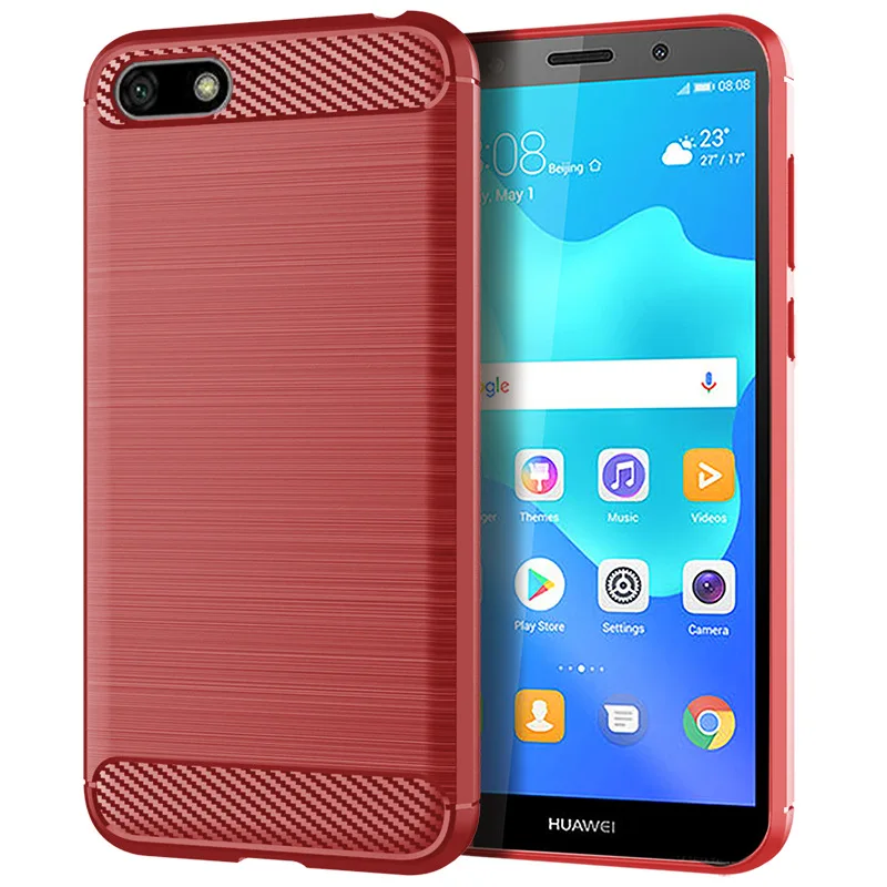 Carbon Case For Huawei Y5 Pro 2018 Cover Silicone Bumper Soft Huaiwe Prime Phone Armor Shell |