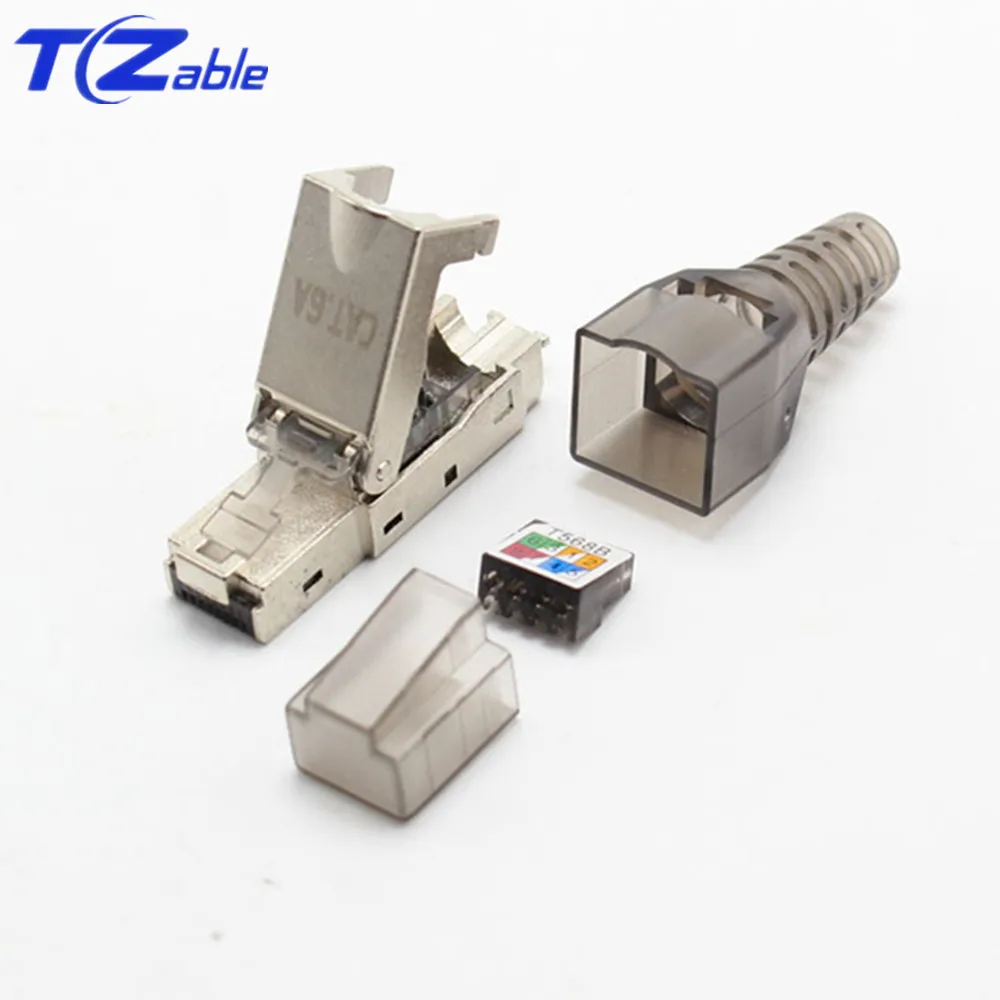 CAT6A RJ45 адаптер 10 Гбит/с экранированный RJ45 инструмент Бесплатный обжимной кабель Разъем Ethernet разъем для CAT.6A CAT7 Ethernet кабели Разъемы - Цвет: Black