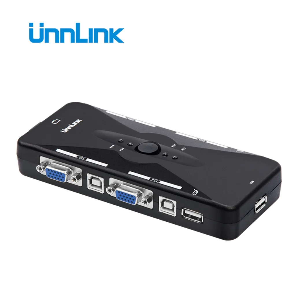 

Квм-переключатель Unnlink 4X1 VGA, USB 2,0, 4 в 1, выключатель, 4 шт., компьютерный ноутбук, совместное использование принтера, монитор, мышь, клавиатура, ...