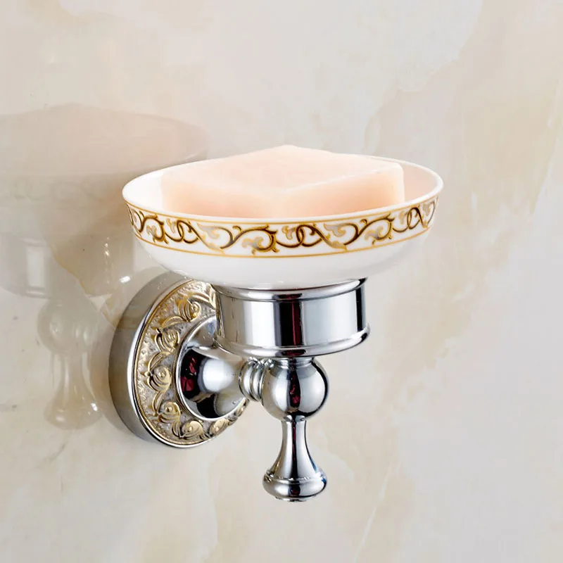 Soap Dishes Solid Brass Antique Bronze Finishing Square Ceramic Dish Holder Box Bathroom Accessories DG-8305F | Обустройство дома