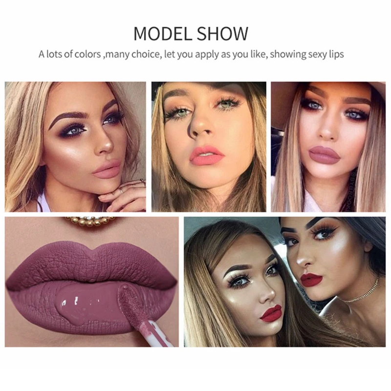 24 Color Matte Lip Gloss Waterproof Long Lasting Liquid Lipstick Makeup Lipgloss Girl Make Up Nude Red Purple Tint Lips Glosses |