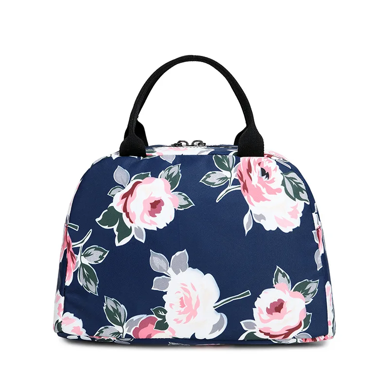 Fashion Flower Printing Food Bag Waterproof Fabric Female Portable Handbag Lunch Box for Women | Багаж и сумки