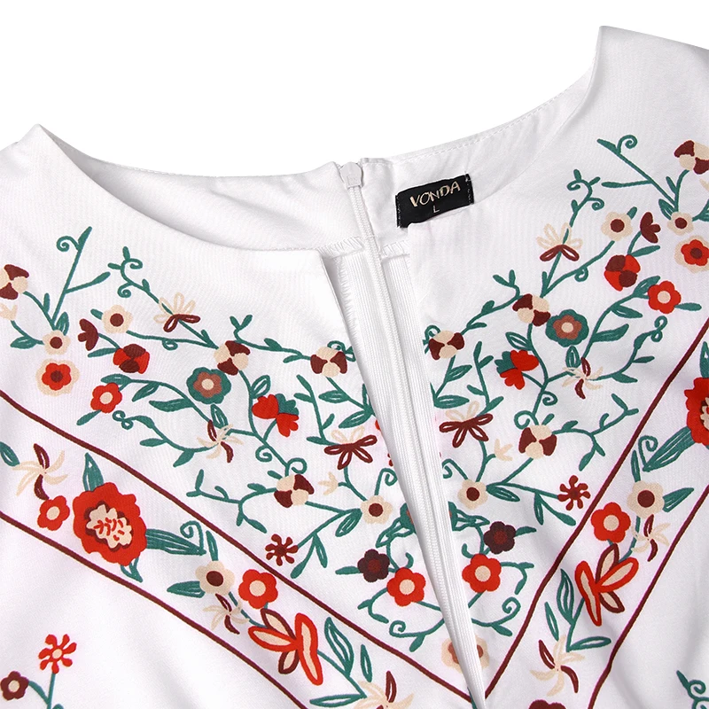 Женское винтажное платье с принтом VONDA повседневное свободное макси v-образным