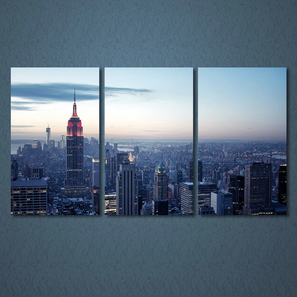 3 Panels Canvas Art Cityscape Buildings Home Decoration Wall Painting Prints Pictures for Living Room Poster XA-1044B | Дом и сад