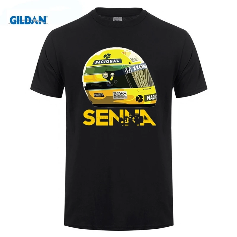 Футболки Айртон Сенна шлем топы 1 гонки футболки хлопок короткий рукав