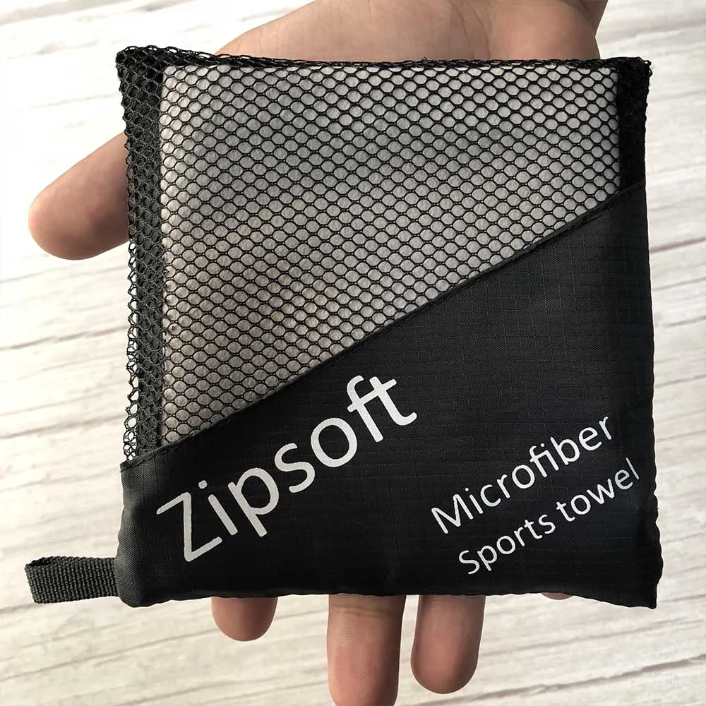 Светло-серый Zipsoft, быстросохнущее полотенце для путешествий, ультралегкое компактное полотенце для плавания, микрофибра, для рук, для спортзала, кемпинга, туризма, антибактериальное - Цвет: Светло-серый