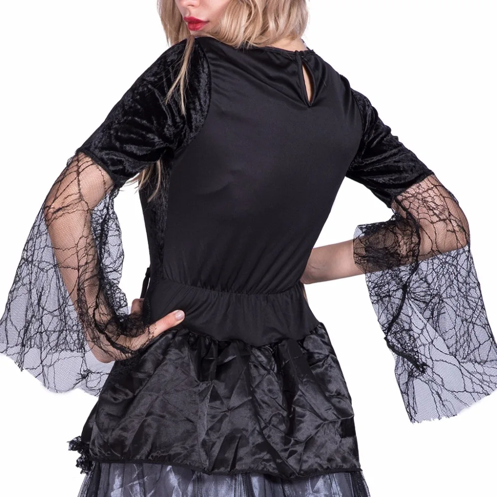 Женский сексуальный костюм В Стиле Ренессанс паук ведьма черное платье для