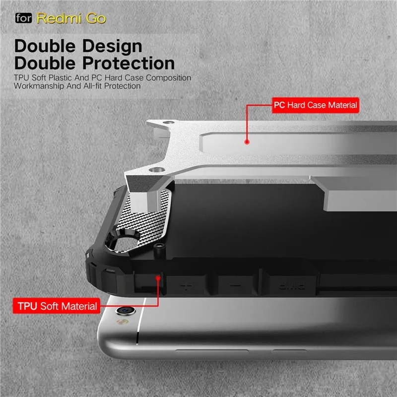 Чехол beworld для Xiaomi Redmi GO ударопрочный двухслойный TPU PC полная защита броня Жесткий