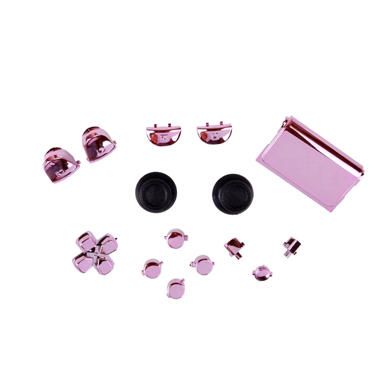 Розовый цвет замена хром полный кнопки наборы для PS4 контроллера 10 комплектов